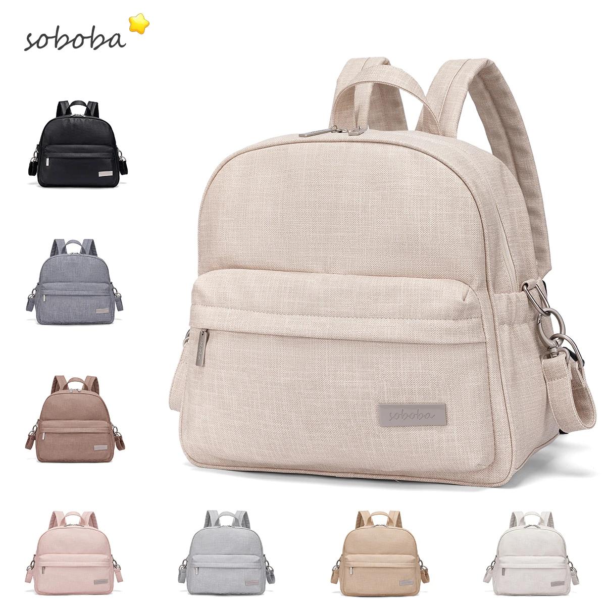 Soboba élégant sac à dos à couches pour femmes solide mode imperméable grande capacité multi-fonctio