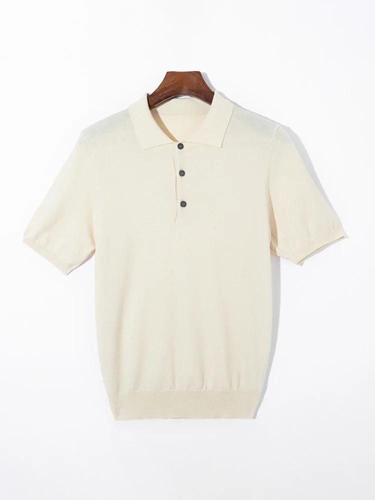 Pull Mérinos à Manches Courtes et Col Polo pour Homme, Vêtement Triblockchain, Ample, Grande Taille,