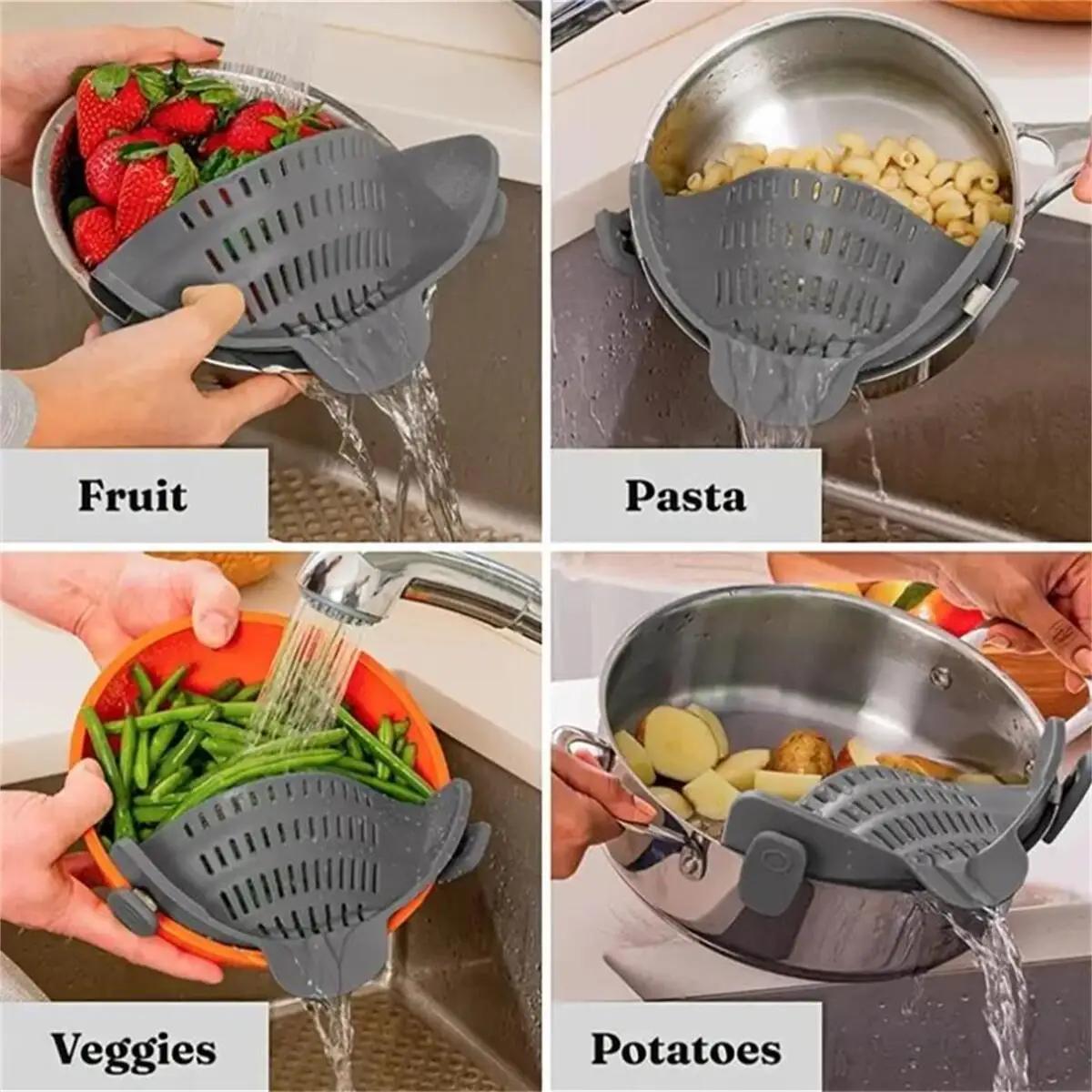 Passoire à clipser en silicone réglable, casseroles et bols, déterminer la proximité, liner pour nou