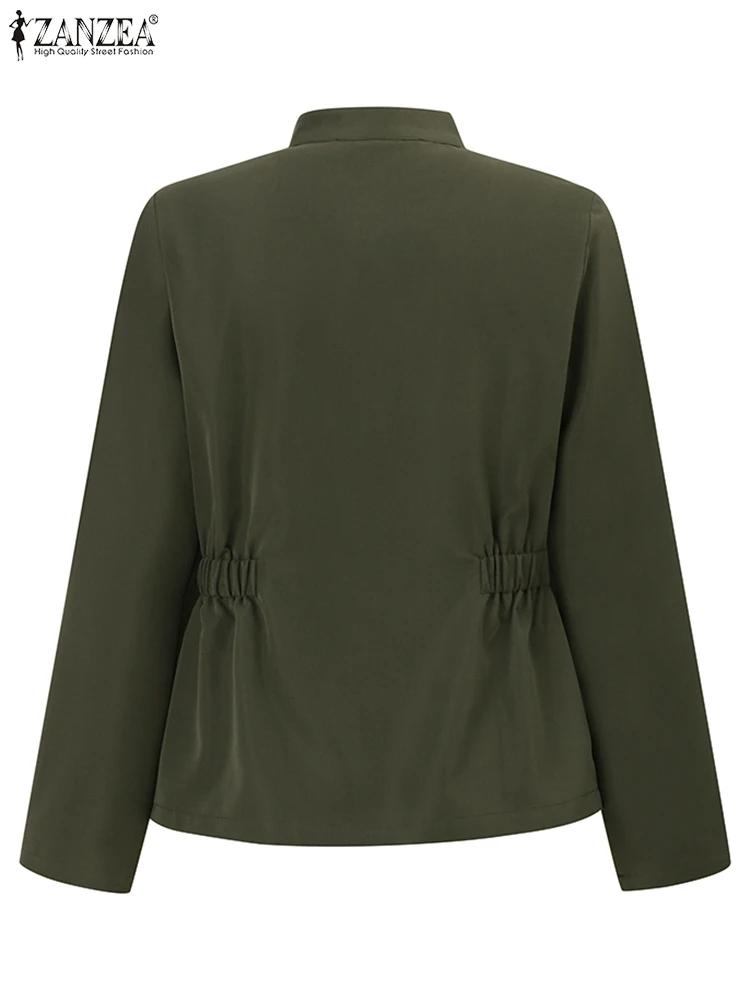 ZANZEA mode automne à manches longues solide coupe ajustée manteaux Vintage femmes vestes de travail