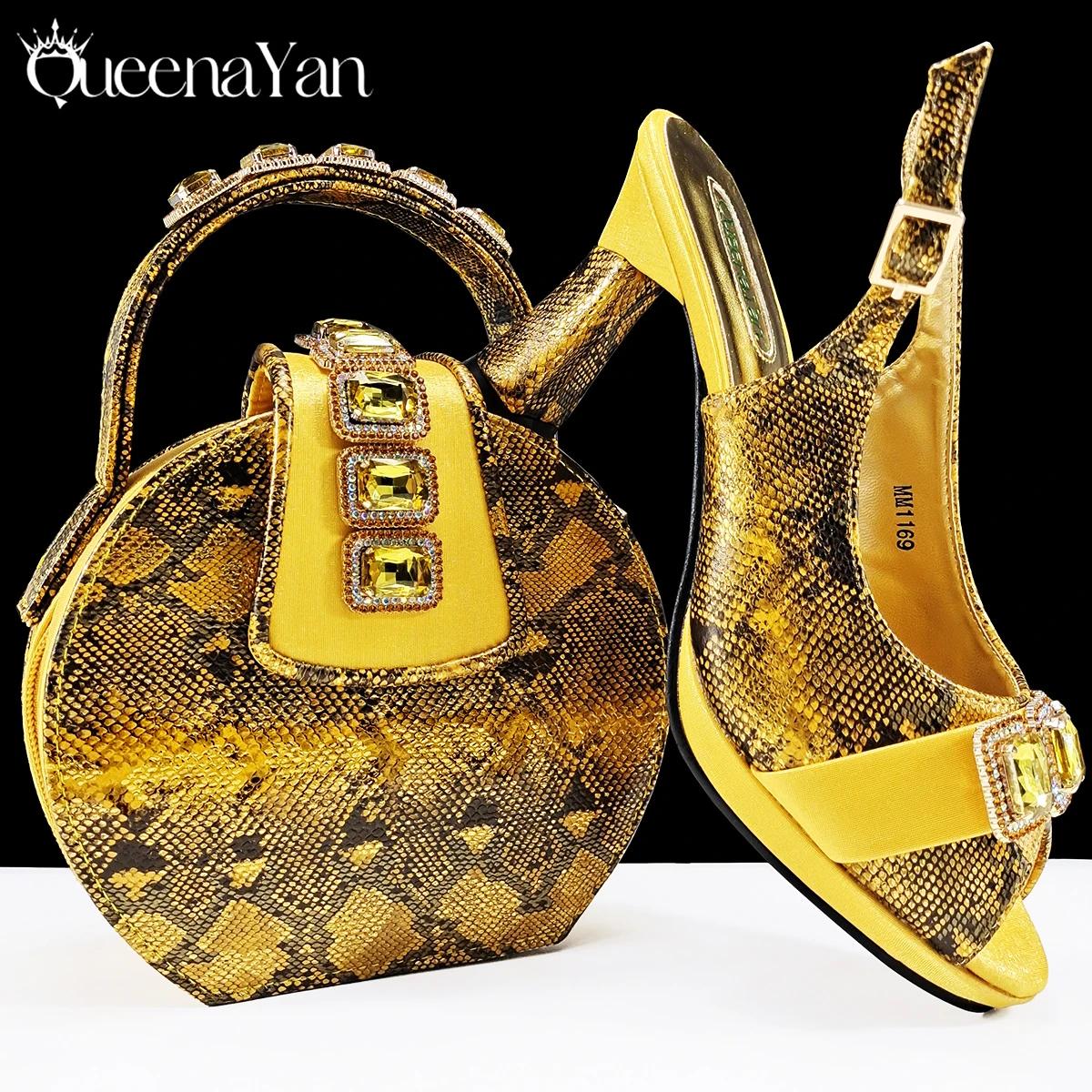 Queena Yan – ensemble de chaussures et de sacs de fête italiens luxueux pour femmes, sandales élégan