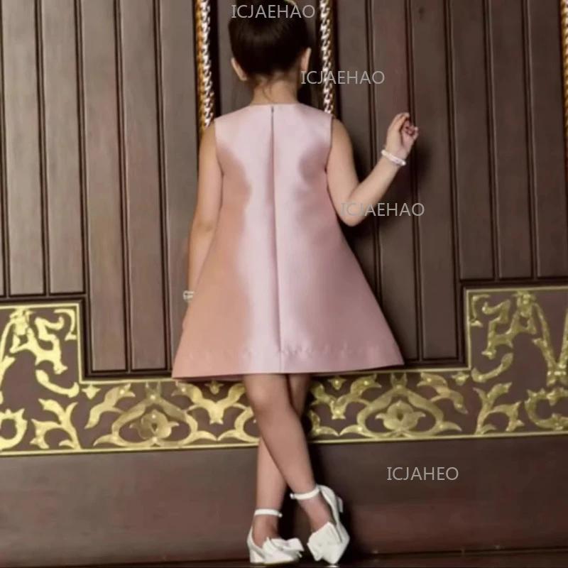 Robe de princesse rose formelle pour enfants 2026, robe de demoiselle d'honneur tutu pour filles, ro