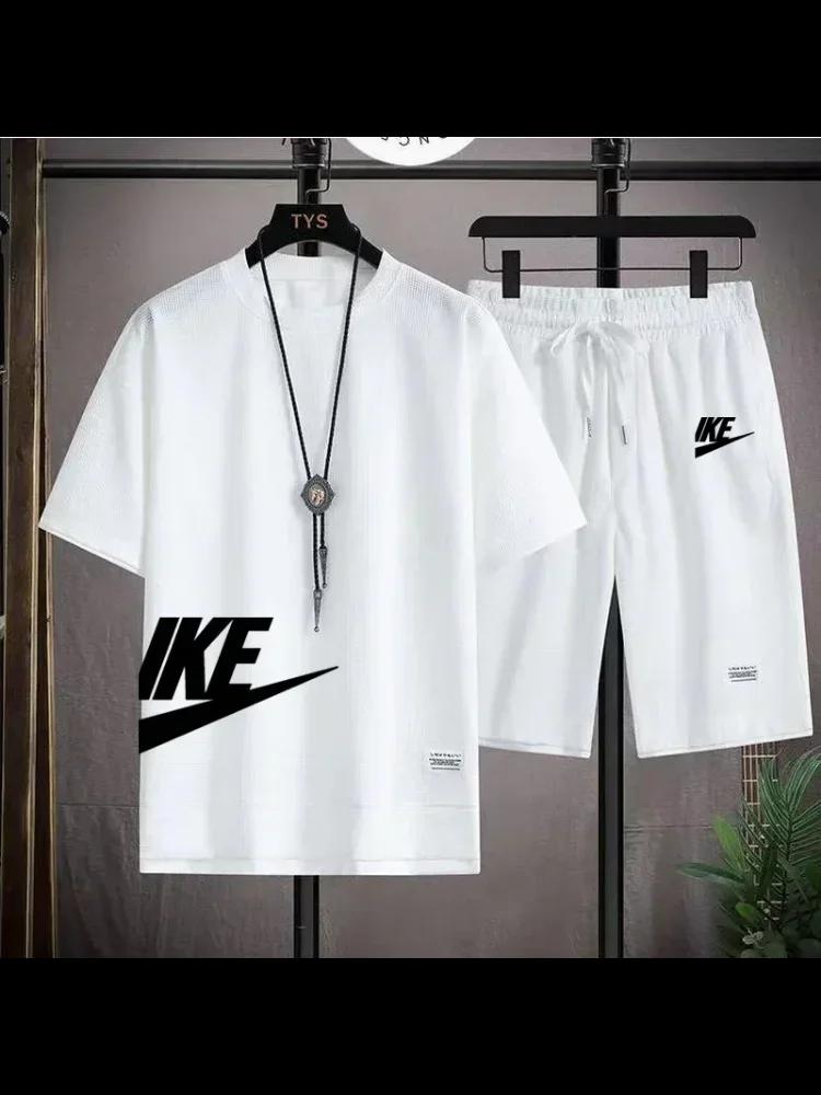 Ensemble de vêtements de sport pour hommes, tendance, décontracté et à la mode, t-shirt à manches co