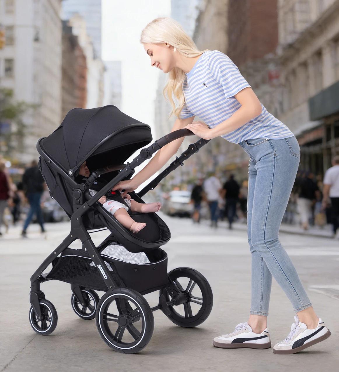 Poussette 3-en-1 pour bébé, adaptée aux enfants de 0 à 3 ans, charge maximale 25 kg, système de voya