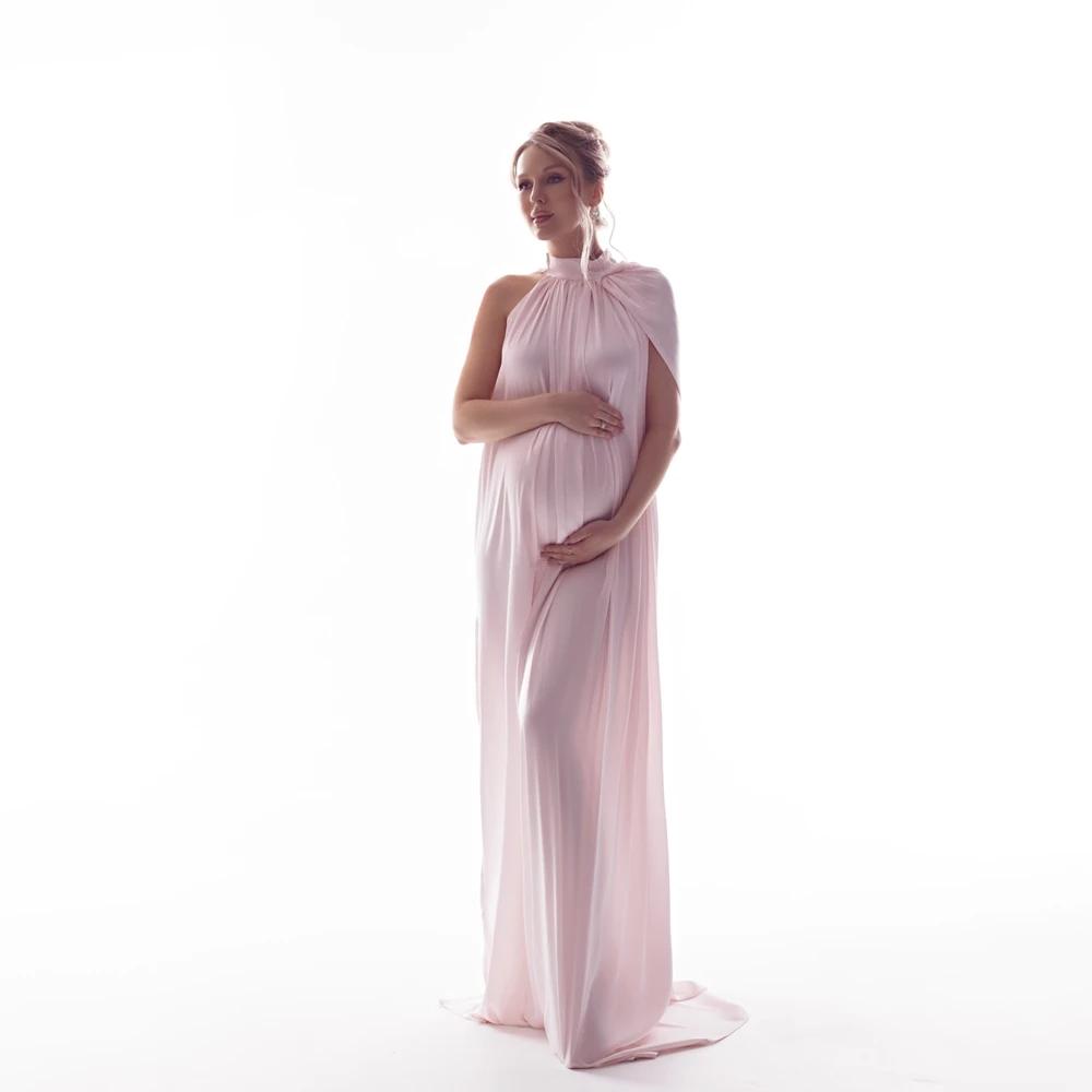 Robe de photographie de maternité à col rond avec cape, tenue de séance photo pour femme enceinte, r