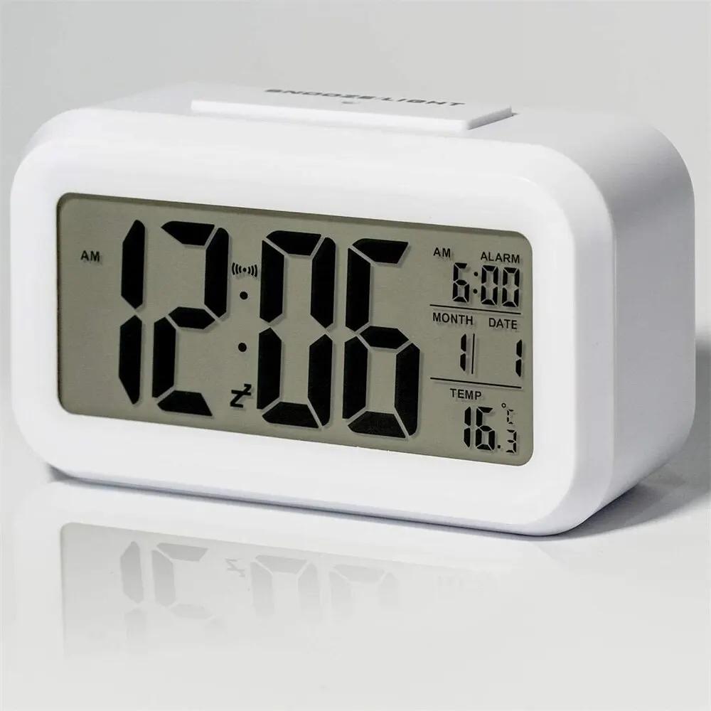 Réveil Numérique LED Rétro-Éclairé, Données Snooze, Calendrier, Bureau, Multifonction, Électronique,