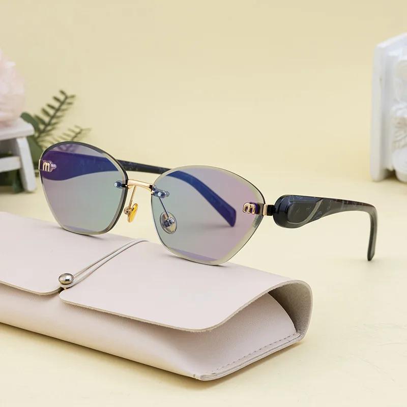 2025 nouvelles lunettes De soleil œil De chat femmes hommes mode sans monture polygone lunettes De s