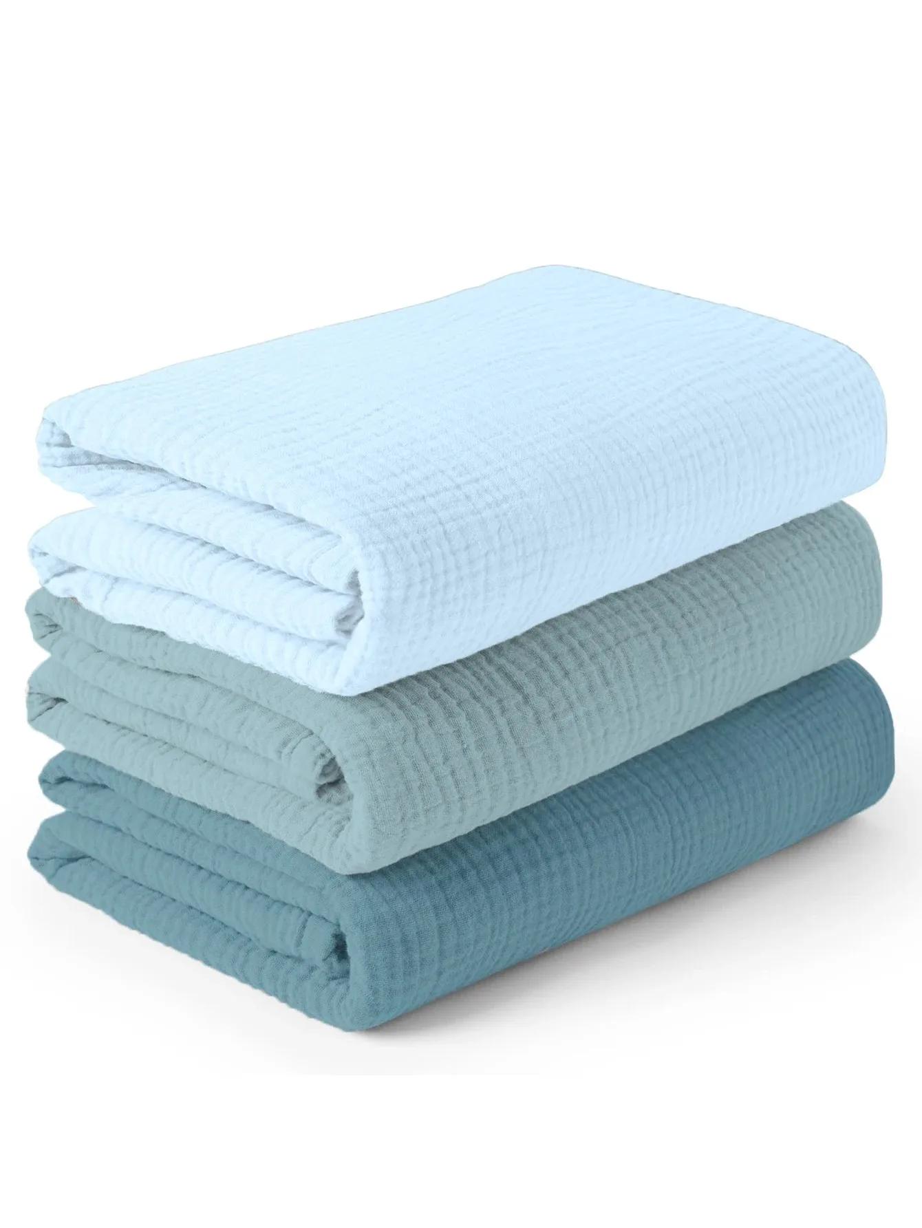 Lot de 3 langes en mousseline pour bébé, doux et respirants, pour nouveau-nés, garçons et filles
