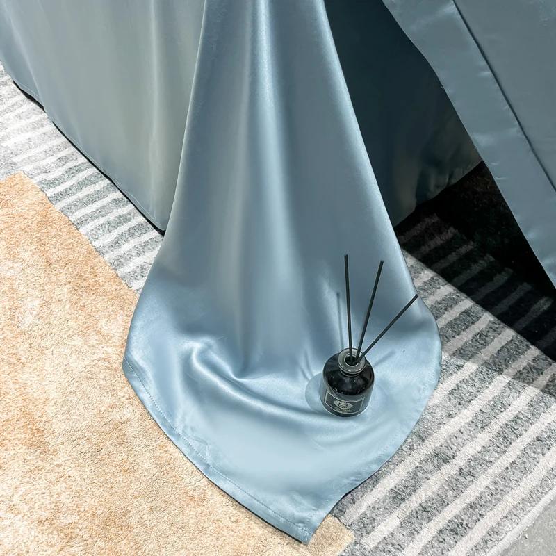 Drap plat en soie de mûrier naturelle, drap de lit de couleur unie, drap de literie King Size en soi