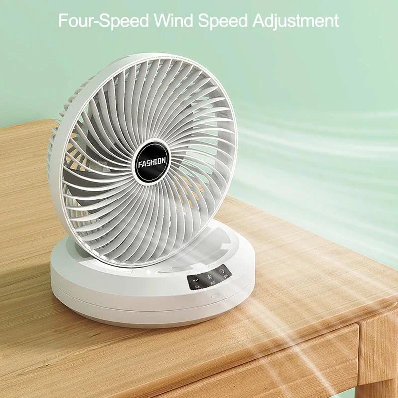 Nouveau ventilateur de bureau pliable à tête oscillante, ventilateur électrique rechargeable portabl