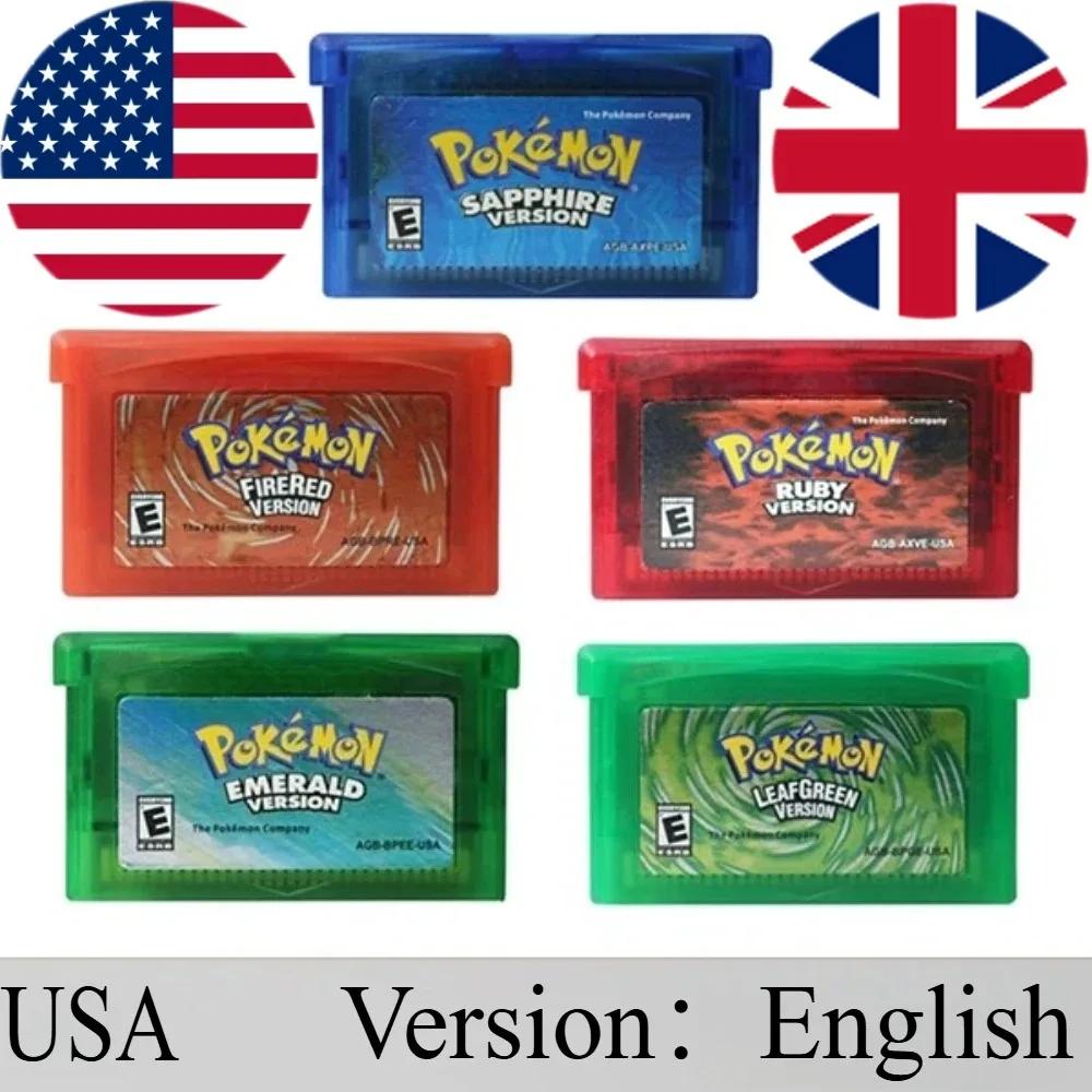 Cartouche de jeu vidéo GBA populaire des états-unis, carte de Console, série Pokemon, émeraude, feui