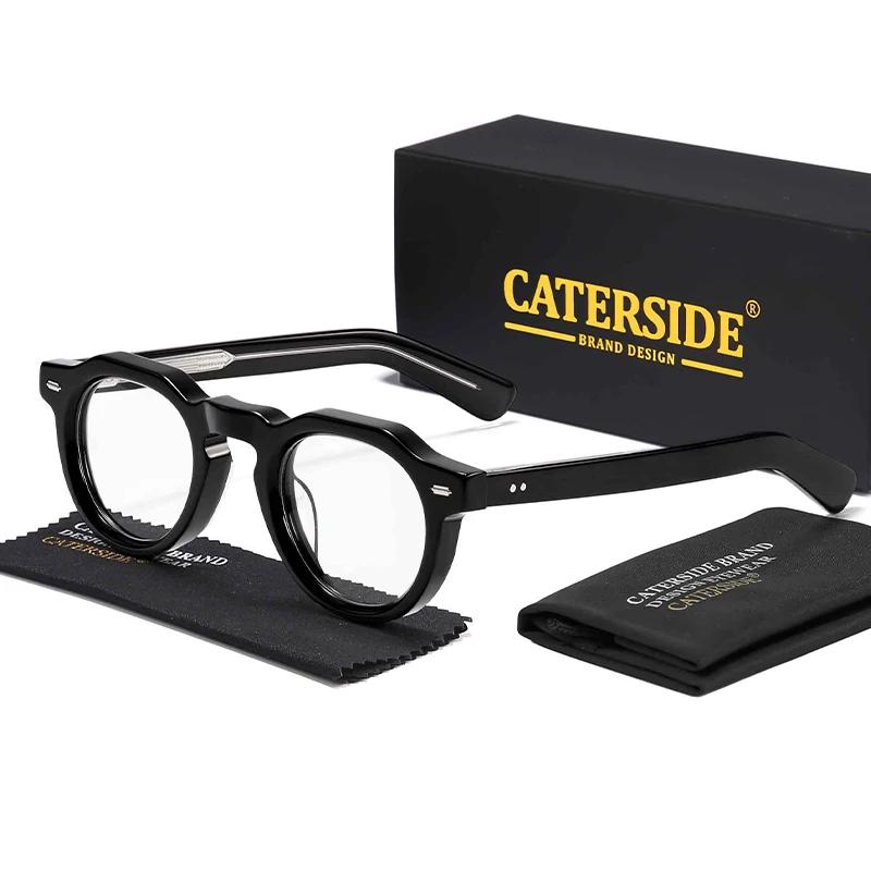 Monture de lunettes optiques rondes CATERSIDE pour hommes, monture épaisse en acétate de qualité sup
