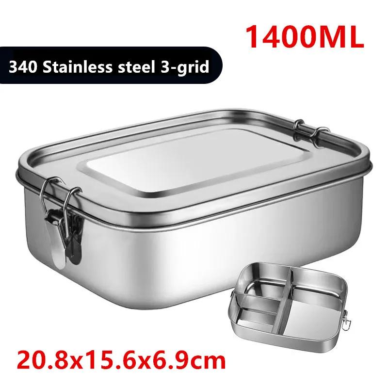 Boîte à déjeuner carrée en acier inoxydable 304, boîte à Bento isolante scellée, boîte à déjeuner po