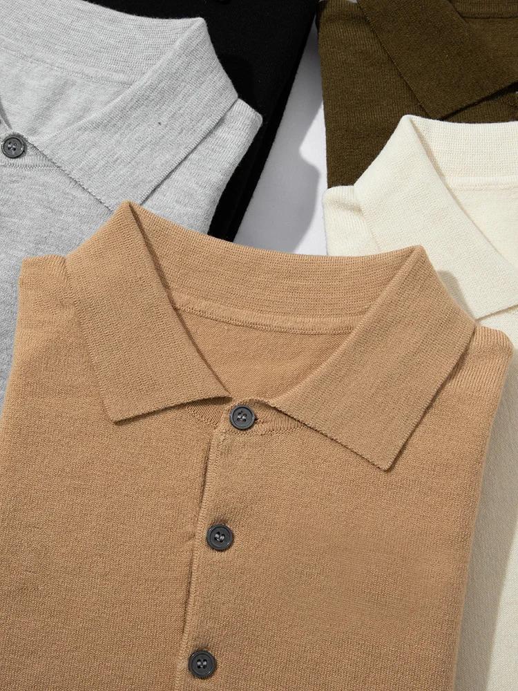 Pull Mérinos à Manches Courtes et Col Polo pour Homme, Vêtement Triblockchain, Ample, Grande Taille,