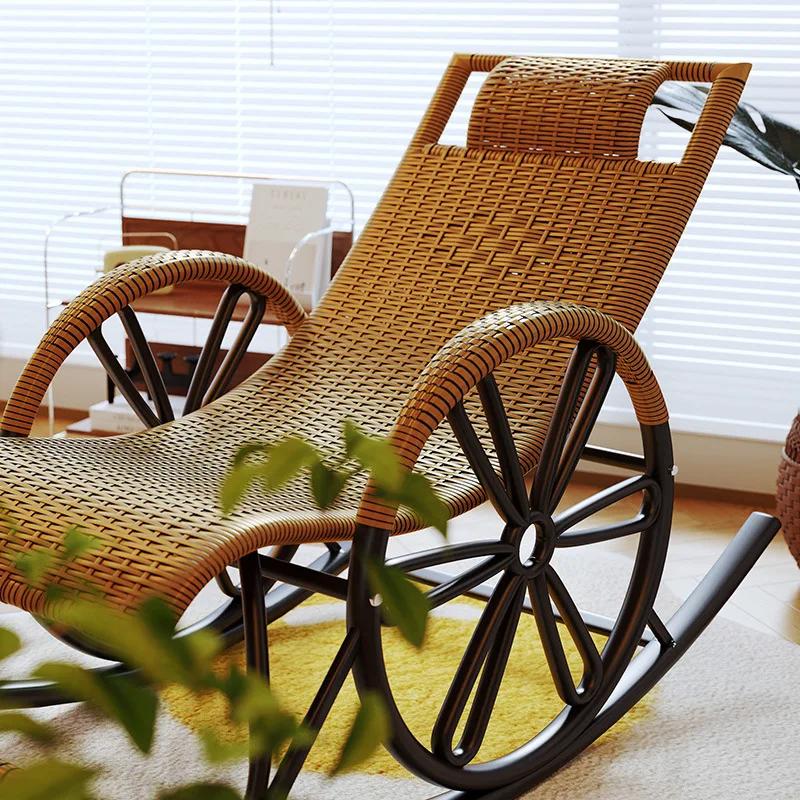 Chaise à bascule en rotin chaise inclinable adulte chaise inclinable à bascule balcon maison loisirs