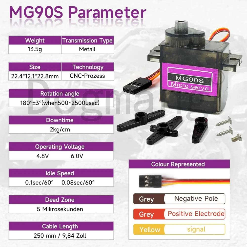 MG90S Servo 1/2/4/10/20/50 pièces tout engrenage métallique 9g SG90 Version améliorée pour hélicoptè