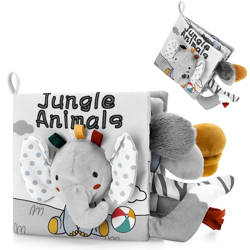 Livres doux pour bébé de 0 à 12 mois, toucher tactile 3D, livre en tissu à contraste élevé, jouets s