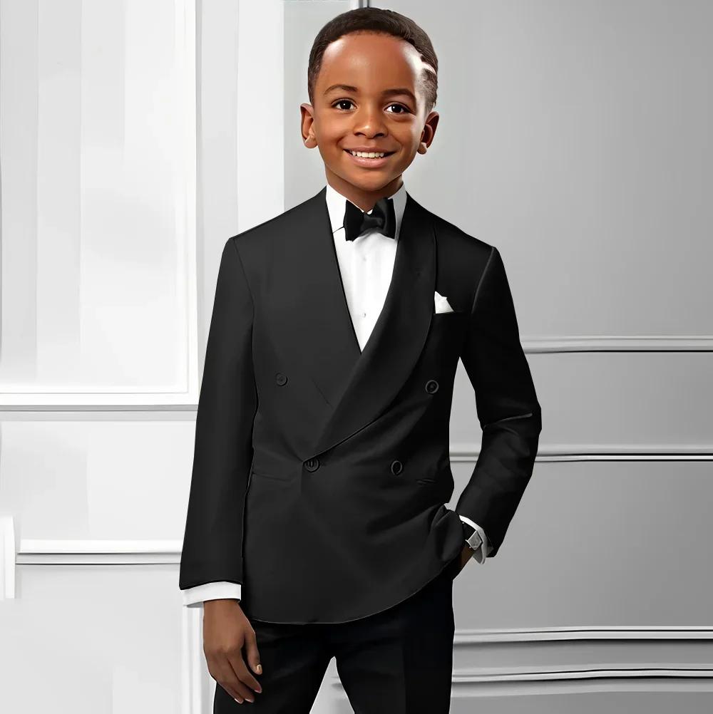 Costume Double boutonnage pour garçons, 2 pièces, veste formelle pour enfant, pantalon, smoking de m
