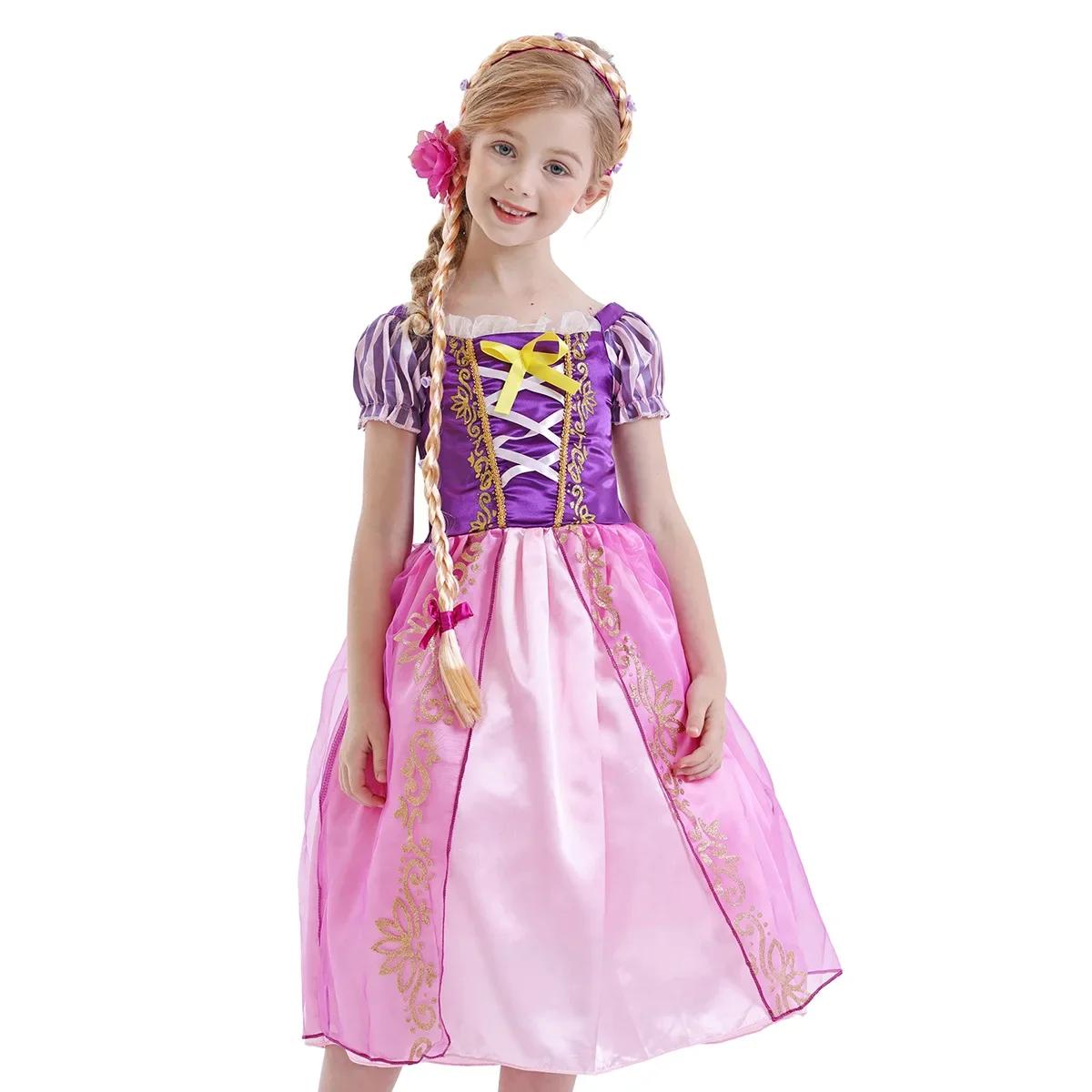 Robe cosplay Disney princesse Raiponce emmêlée enfant costume Halloween anniversaire fête