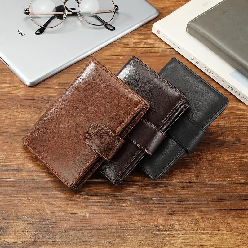 Portefeuille rétro en cuir véritable pour hommes, nouveaux porte-cartes courts, couche supérieure en