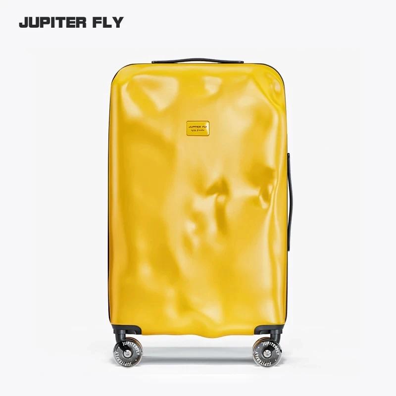 Valise à roulettes, Design créatif irrégulier et endommagé, tendance rétro, avec roue rotative de pa