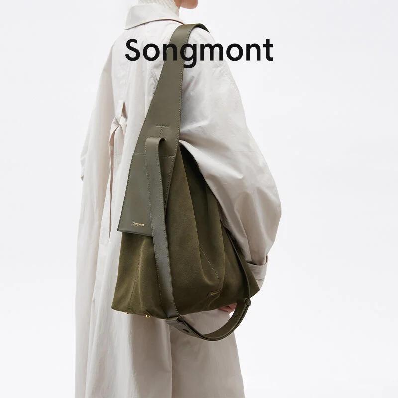 Songmont – sac à bandoulière en daim pour femmes, matériau souple, grande capacité, sensation haut d
