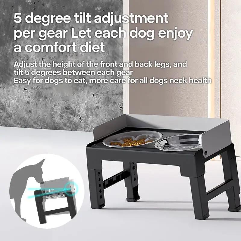 Bols surélevés pliables pour chiens, support surélevé réglable avec doubles bols d'eau alimentaire e