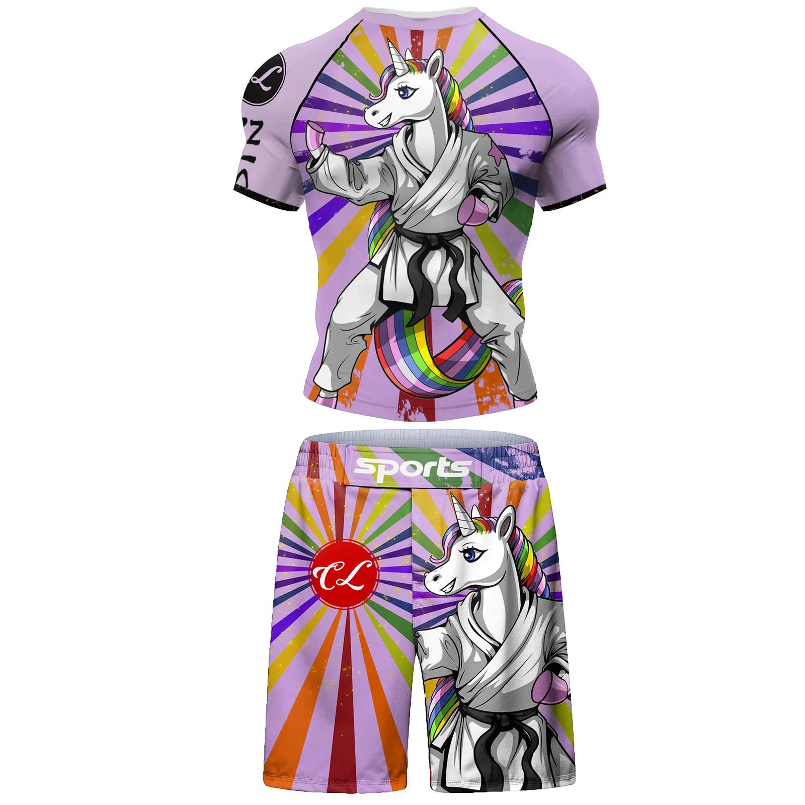 Ensembles courts de vêtements de Surf de plage populaires pour jiu jitsu Bjj No Gi Rashguard + Short