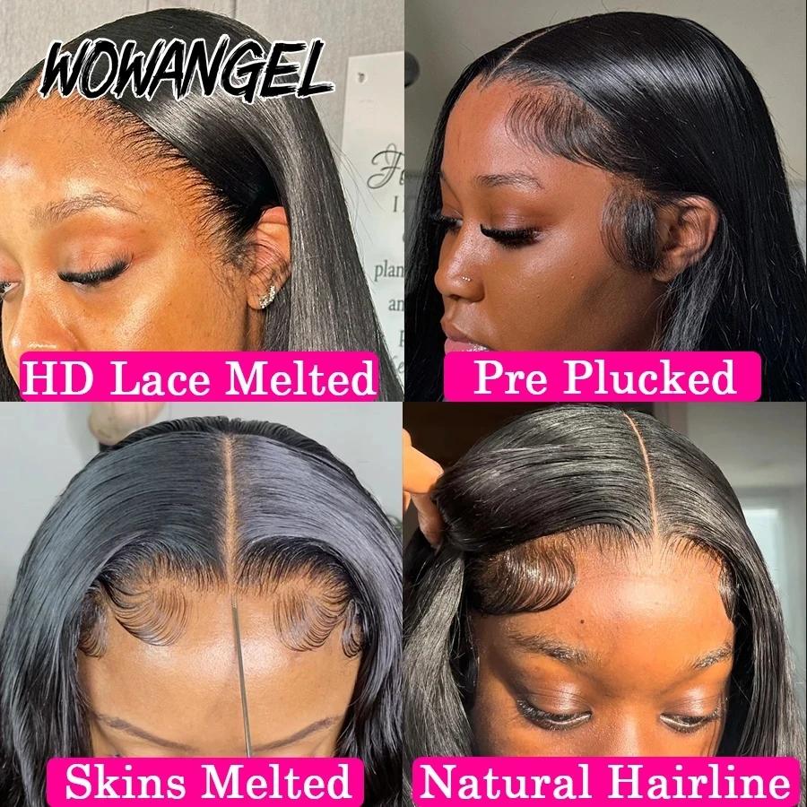 Wow Angel 5x5 Wear Go HD Lace Closure Glueless Wigs 28in Perruque droite malaisienne Perruques humai