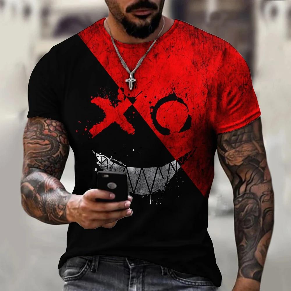 2024 nouveau T-shirt surdimensionné pour hommes décontracté à manches courtes Hip Hop visage sourian