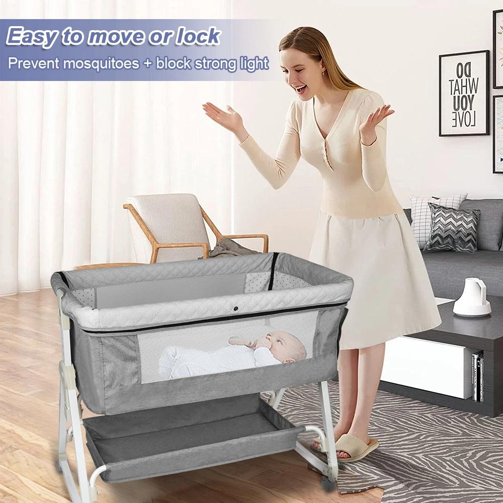 Lit Berceau Cododo Bébé, Dormir Ensemble, avec Matelas, Table à Langer, Facile à Déplacer, Lit Bébé 