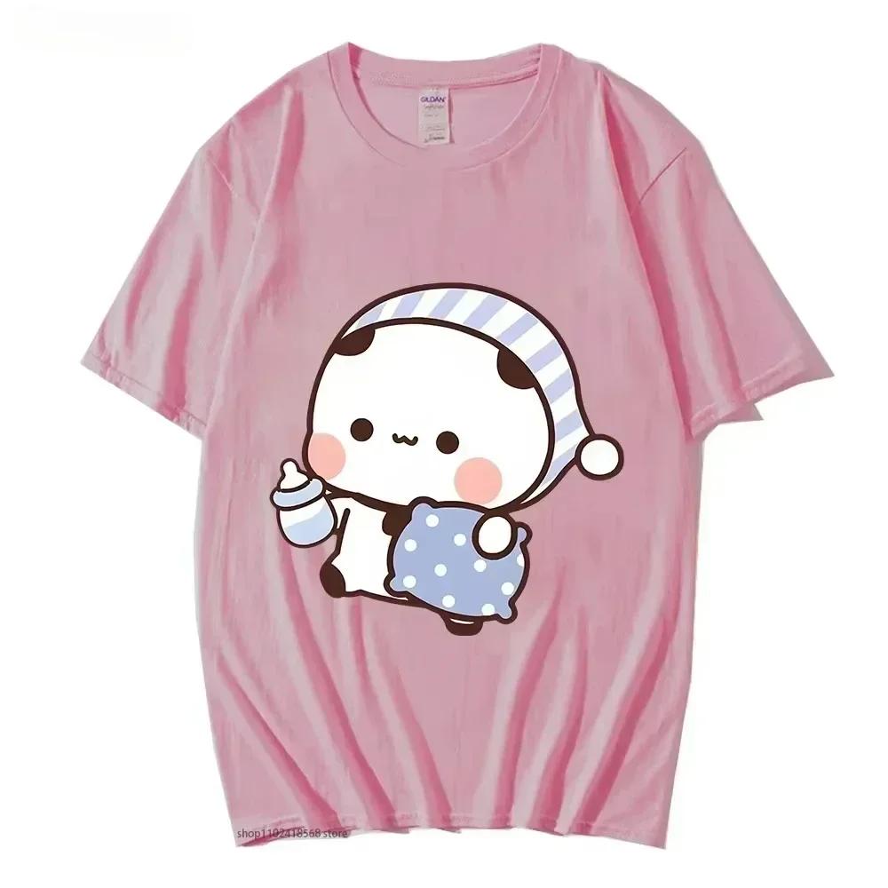 Couple t-shirt mignon BuBu Panda va dormir avec DuDu ours graphique t-shirt femmes vêtements manches