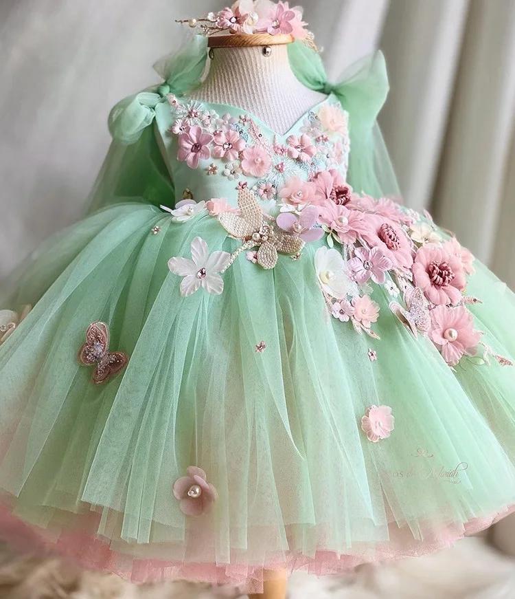 Robe de princesse en maille moelleuse pour filles de 2 à 6 ans, ailes de papillon, robe de soirée él