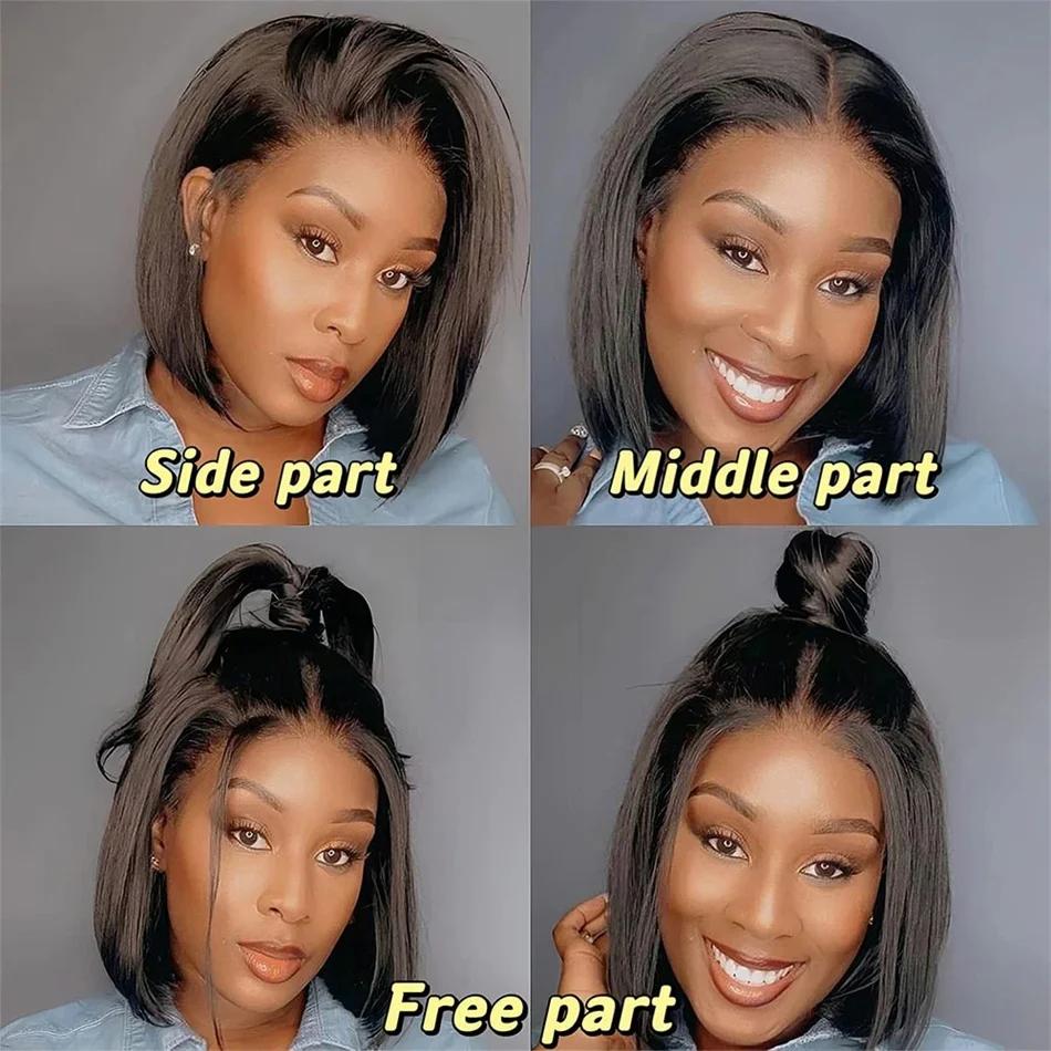 WiggKnitting-Perruque Bob Lace Front Wig Naturelle Lisse, Cheveux Courts, 4x4, 13 Tages, HD