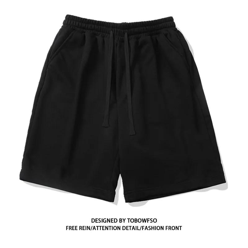 Short de rue Simple 100% coton pour hommes et femmes, pantalon ample à cinq points, blanc et gris, p