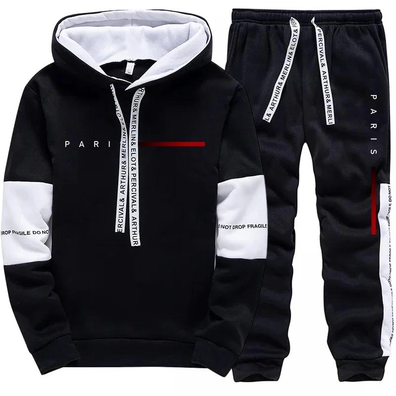 Sweat-shirt à capuche pour hommes, pantalon de survêtement, mode Paris, Streetwear, toutes saisons, 