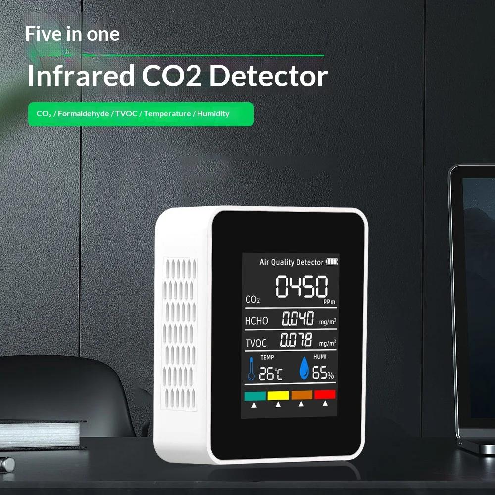 Nouveau compteur de CO2 multifonctionnel 5 en 1, testeur numérique de température et d'humidité, dét