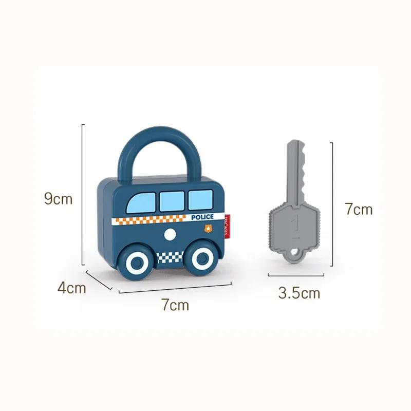Puzzle éducatif en forme de voiture, jouet de verrouillage assorti avec clé pour enfants, jeu de dév