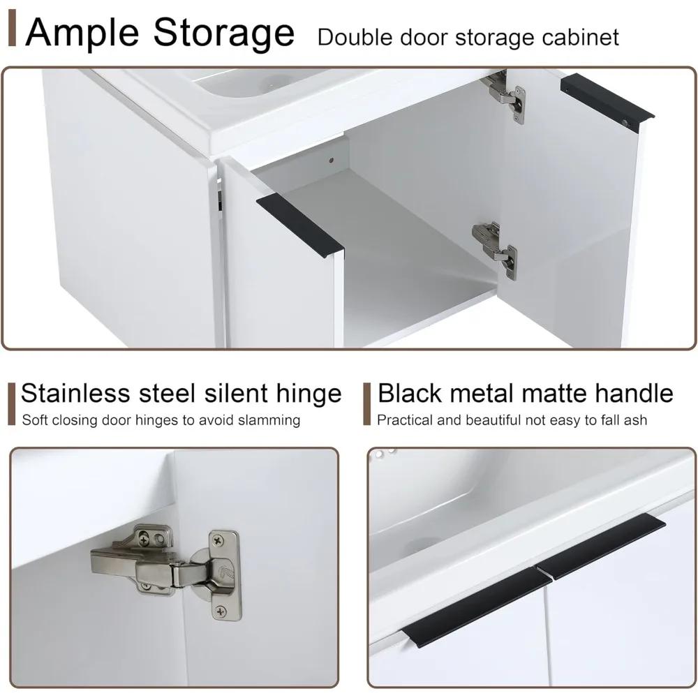 24 vanités de salle de bain flottantes avec lavabo, vanité de salle de bain murale simple de 24 pouc
