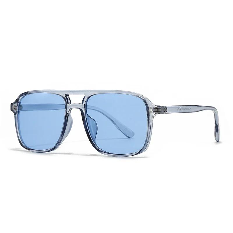 SO & EI mode Double ponts carrés Rivets femmes lunettes de soleil rétro hommes dégradé nuances UV400
