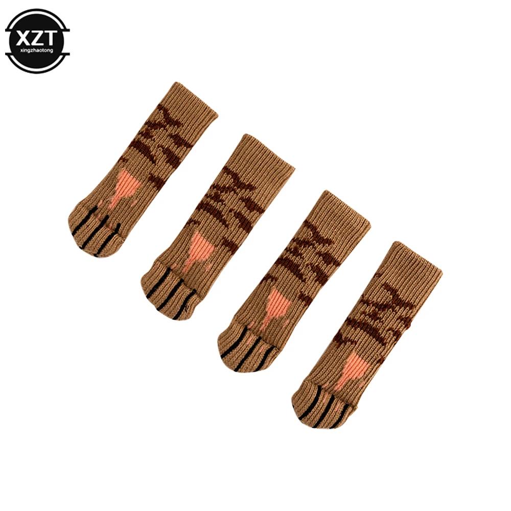 Coussinet de pied de Table et de chaise, 4 pièces, chaussettes tricotées, griffe de chat, silencieux