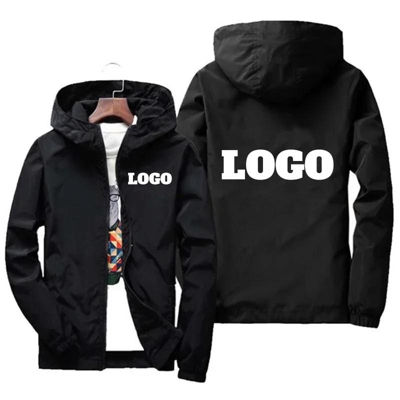 Veste imperméable avec logo de marque personnalisé pour hommes, coupe-vent chaud, vêtements décontra
