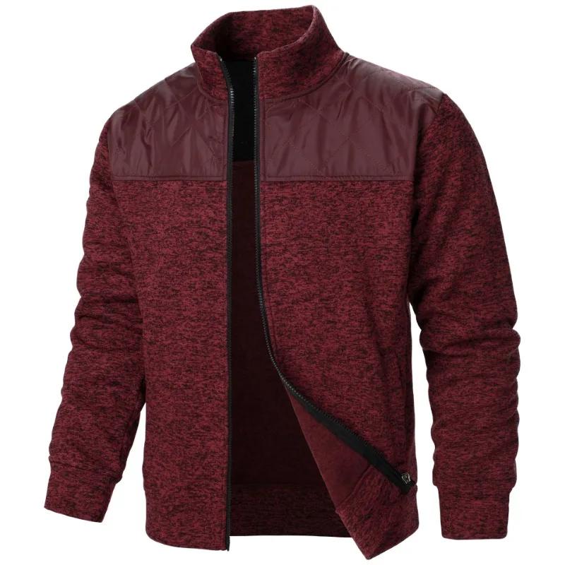 Sweat-shirt Patchwork pour hommes, veste à col montant, Cardigan ajusté, Streetwear, vêtements de sp