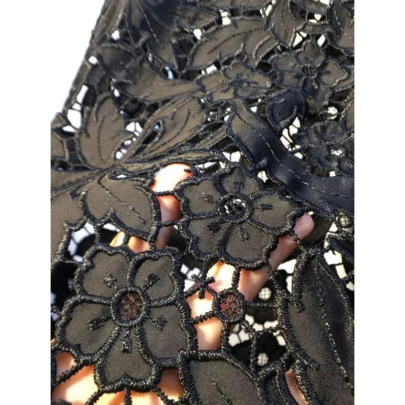 Nouveau été Denim Patchwork crochet fleur dentelle creuse jambe droite jambe large pantalon décontra