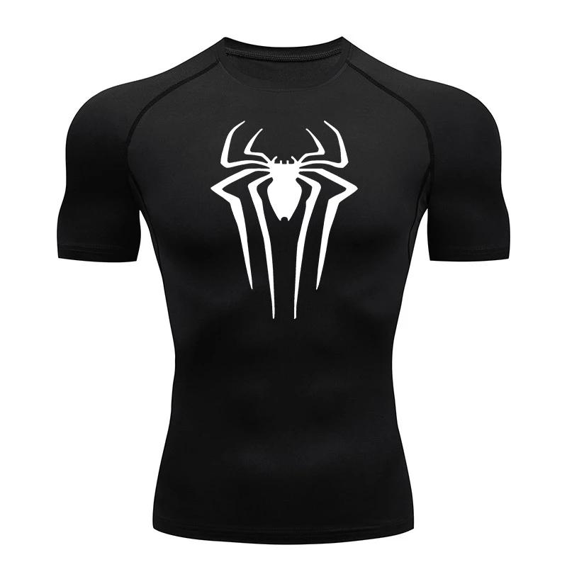 Chemises de Compression imprimées araignée pour hommes, t-shirt d'été à manches courtes, protection 