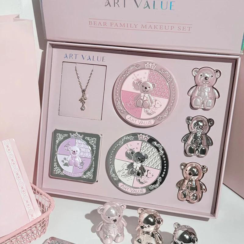 ART VALUE Coffret de maquillage multifonction 7 pièces comprenant 3 rouges à lèvres mats, 1 poudre p