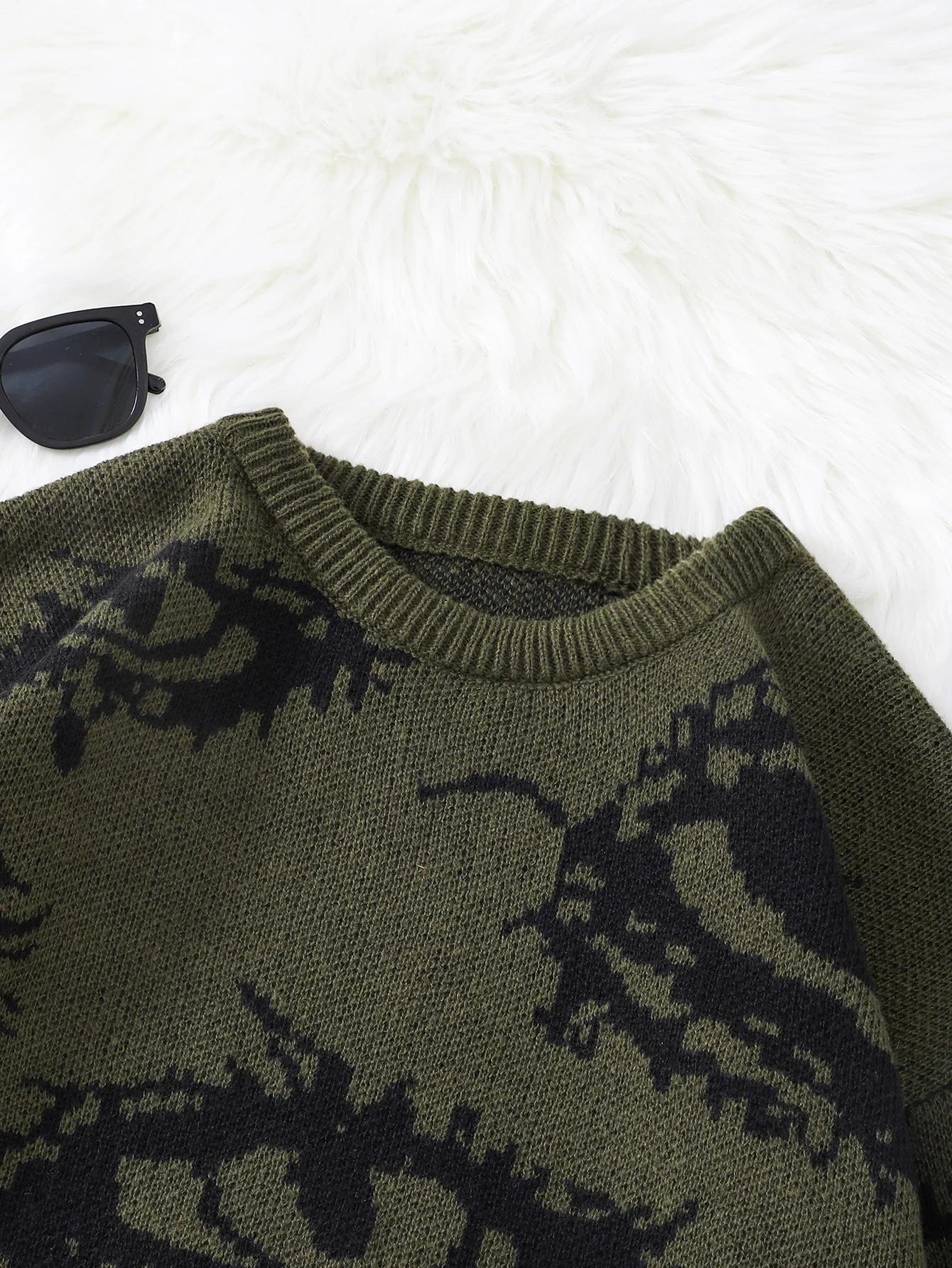 Nouveau populaire automne et hiver oeil abstrait motif Jacquard pull pull décontracté col rond trico