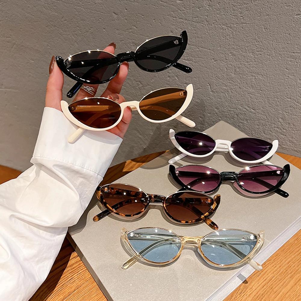 Lunettes de soleil œil de chat rétro pour hommes et femmes, petite demi-monture, lunettes vintage, l
