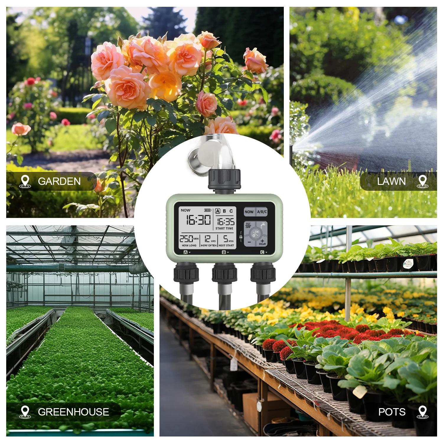 Eshico-Arroseur de jardin numérique, minuterie d'eau à 3 sorties, programme de contrôle indépendant,