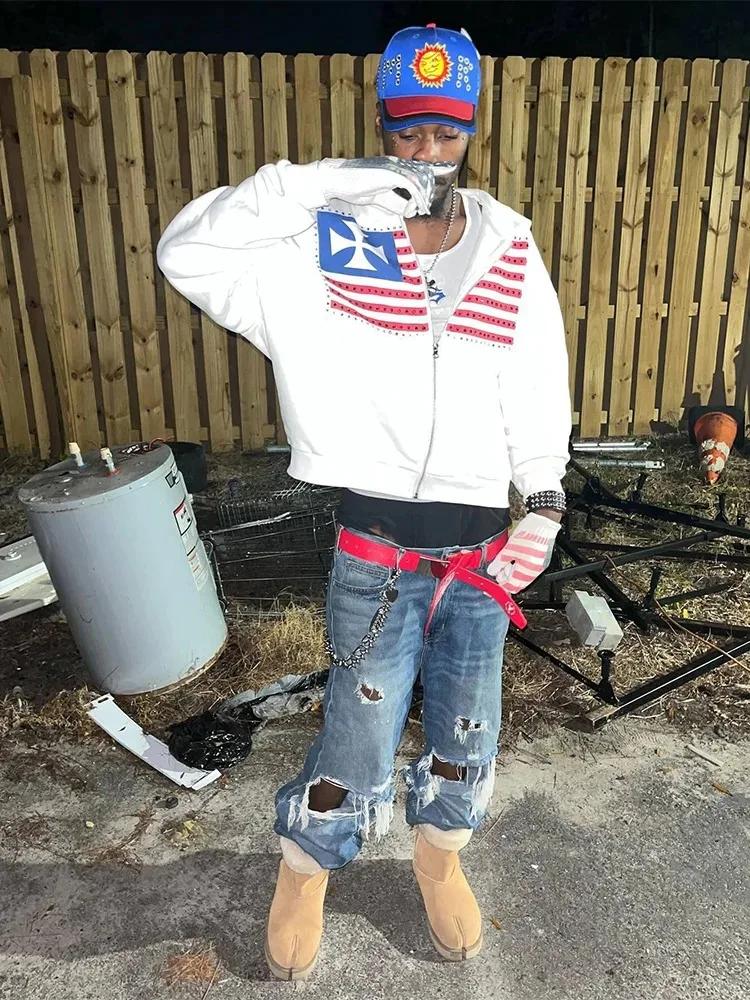 Sweat-shirt à capuche pour hommes, design minimaliste, motif de collision de couleurs, drapeau natio